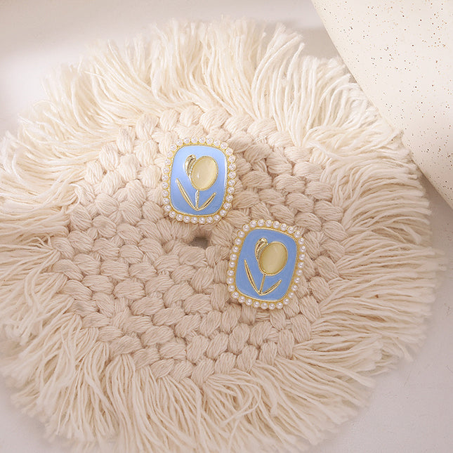 Opal Tulips Stud Earrings - FASHION SHEGOODS LLC