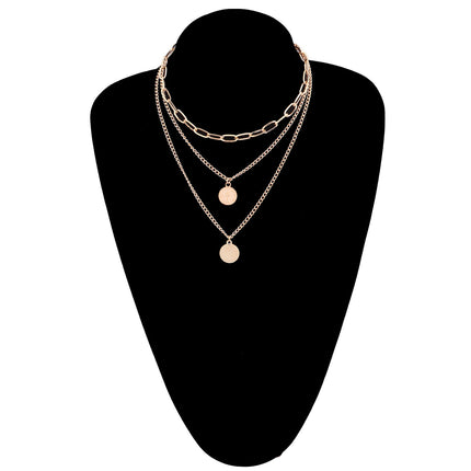 Punk Vintage Layered Portrait Coin Pendant Necklace