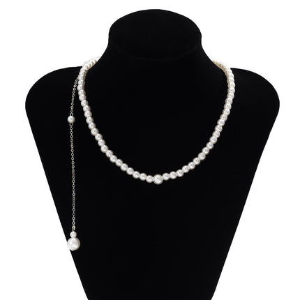 Imitation Pearl Tassel Back Chain Necklace