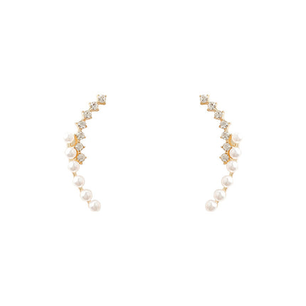 Pearl Row Rhinestone Earrings