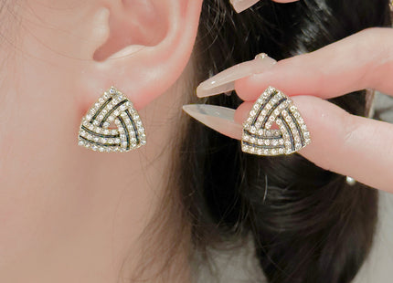 Rhinestone Triangle Stud Earrings