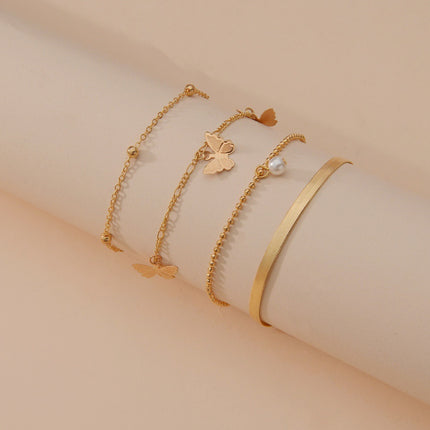 Women Butterfly Tassel Multilayer Foot Chain