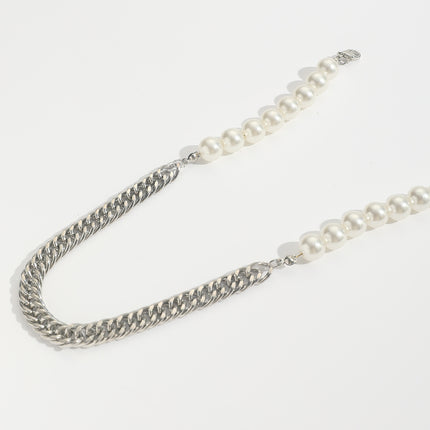 Fashion Pearl Necklace Chunky Cuban Chain