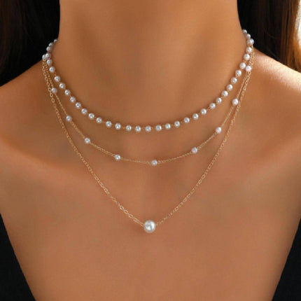 Pearl Pendant Multi-layer Necklace Stylish Women