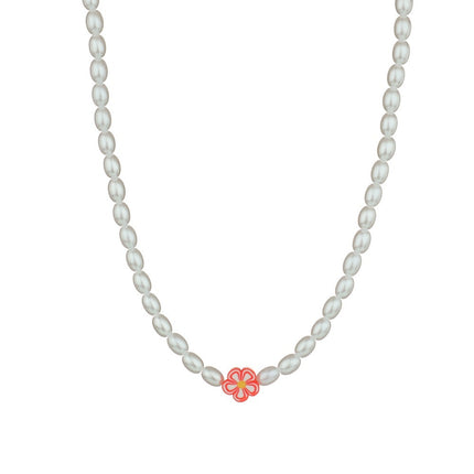 Polymer Clay Colorful Flower Pearl Necklace