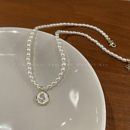 French Rose Pearl Necklace - FASHION SHEGOODS LLC