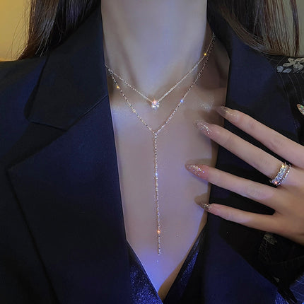 Double Layered Choker Necklace Women Sexy Tassel