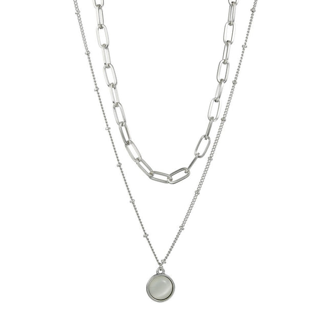 Multi-Layer Chain Opal Pendant Necklace