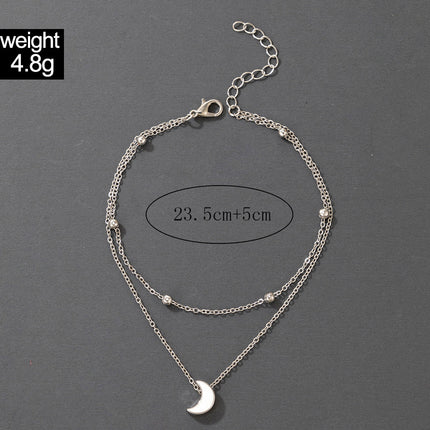 Bohemian Elegant Double Layer Beaded Moon Anklet Jewelry