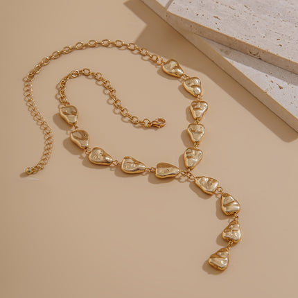 Irregular Ccb Bead Chain Pendant Long Necklace