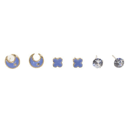 Clover Moon Stud Earrings Set