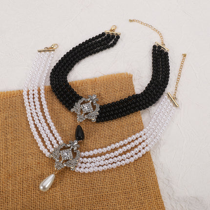 Imitation Pearl Chain Beaded Necklace Vintage Handmade - FASHION SHEGOODS LLC