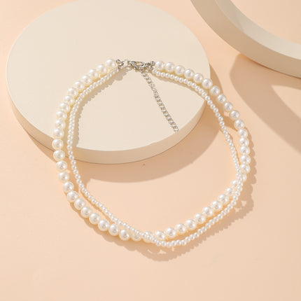 Baroque Handmade Beaded Jewelry Artificial Traditional Round Pearl Necklace