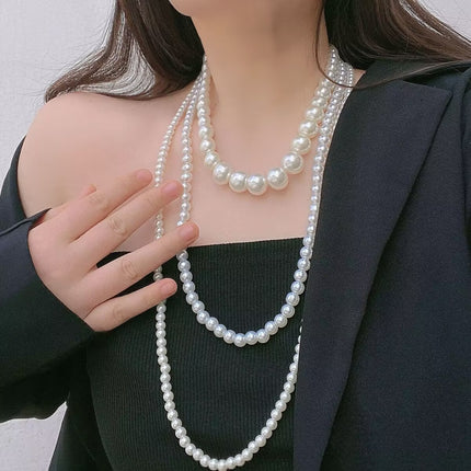 Multi Layer Long Necklace Wedding Beautiful Pearl Necklace - FASHION SHEGOODS LLC