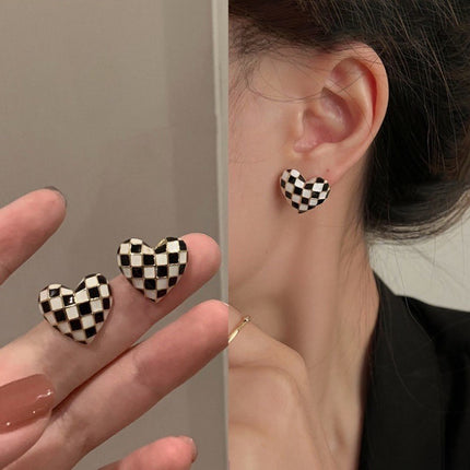 Geometric Love Heart Stud Earrings - FASHION SHEGOODS LLC