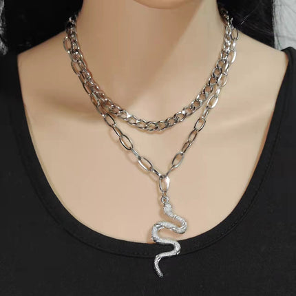 Multilayer Chain Snake Pendant Necklace - FASHION SHEGOODS LLC
