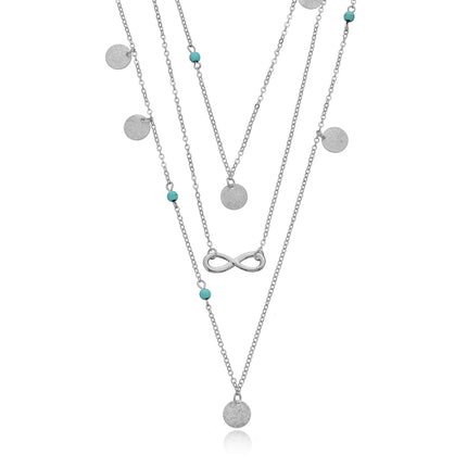 Round Sequin Turquoise Beads Pendant Necklace