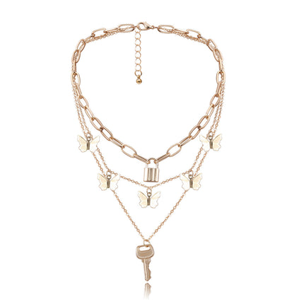 Layer Chain Butterfly Necklace - FASHION SHEGOODS LLC
