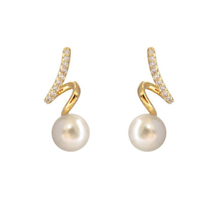 Twisted Rhinestone Pearl Earrings