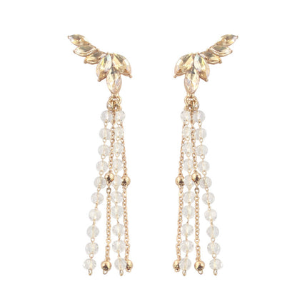 Angel Wing Long Pearl Tassel Earrings