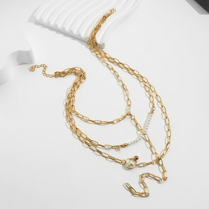 Layer Long Chain Necklace Pearl Charm Jewelry for Women - FASHION SHEGOODS LLC