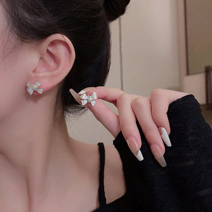 Flower Bowknot Pearl Earrings - FASHION SHEGOODS LLC