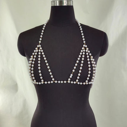 Sexy Beach Bikini Lingeries Bra Pearl body Chain
