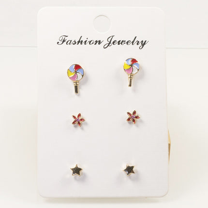 Lollipop flower stud earrings set