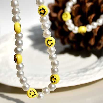 Pearl Beaded Smile Face Bead Choker Necklace for Women - FASHION SHEGOODS LLC