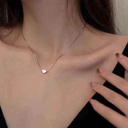 Tiny Heart Necklace for Women Chain Shape Pendant