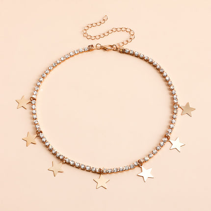 Tennis Chain Necklace Star Charm