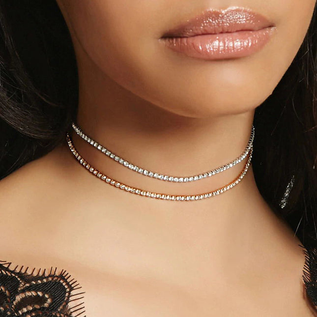 Dainty Rhinestone Tennis Chain Necklace