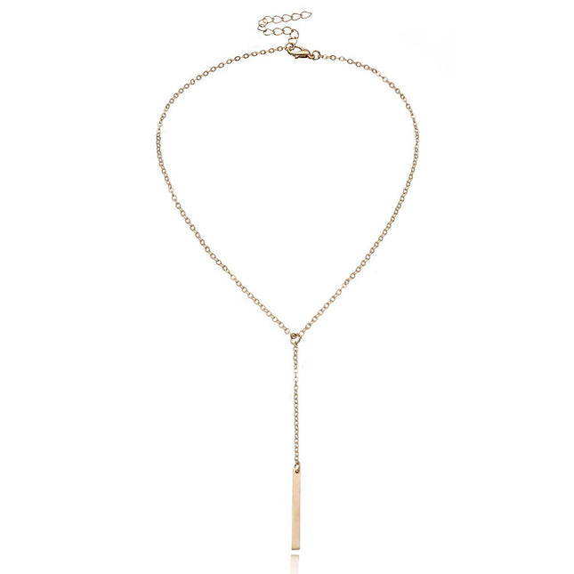 Metal Chain Bar Lariat Necklace