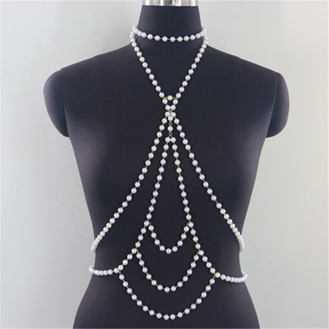 Women Sexy Body Chain Pearl Chain Beach Bikini
