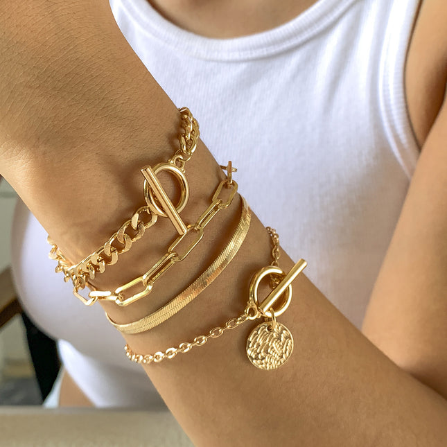 Multi-Layer Chunky Chain Bracelet Set