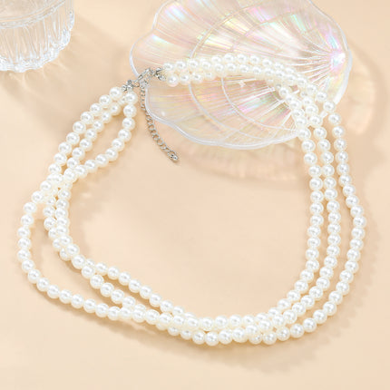 Multi Layered Pearl Necklace Elegant Banquet Bride - FASHION SHEGOODS LLC
