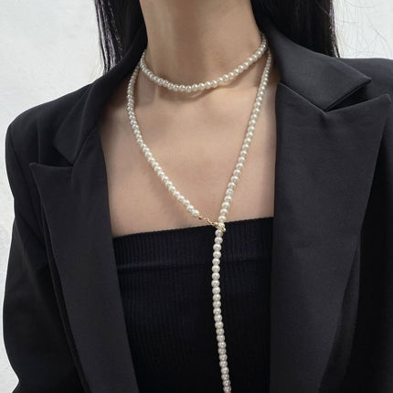 Long Pearl Necklace Costume Pearl Jewelry - FASHION SHEGOODS LLC