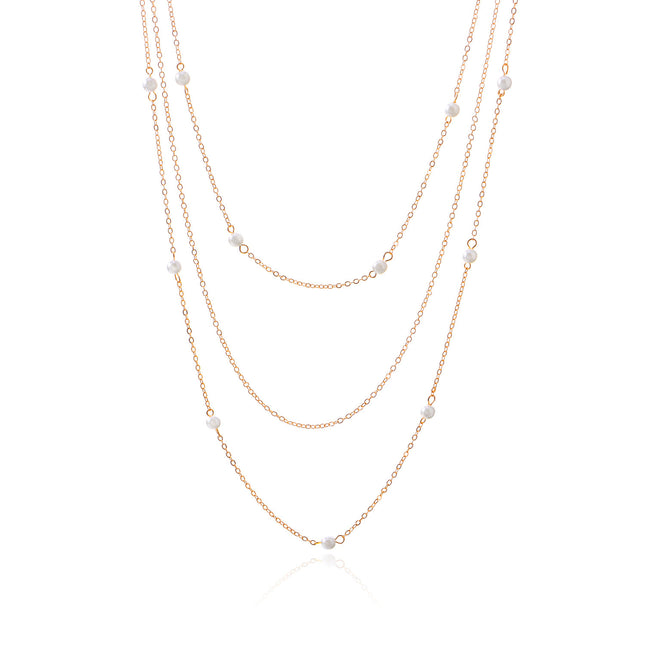 Multi Layer Pearl Necklace Choker Jewelry Long Chain Necklaces