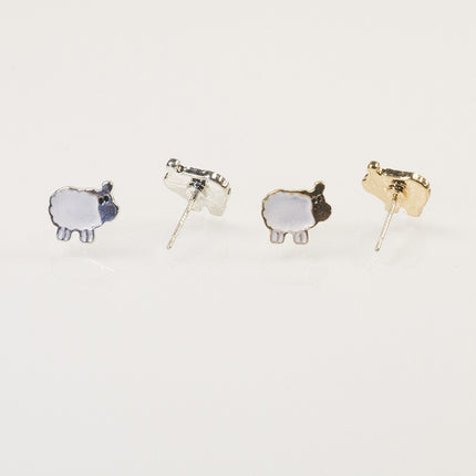 White Enamel Sheep Stud Earring