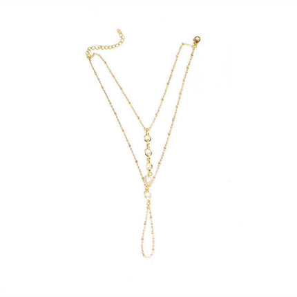Crystal Charm Toe Multilayer Tassel Ankle Chain