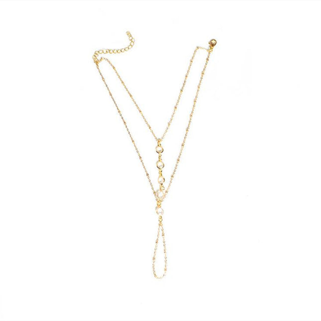 Crystal Charm Toe Multilayer Tassel Ankle Chain