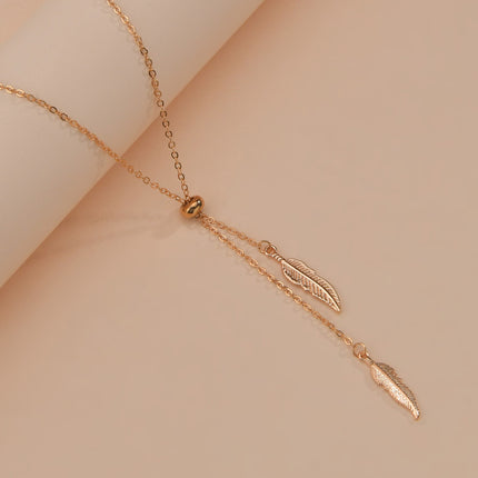 Sexy Square Long Tassel Leaf Pendant Necklace