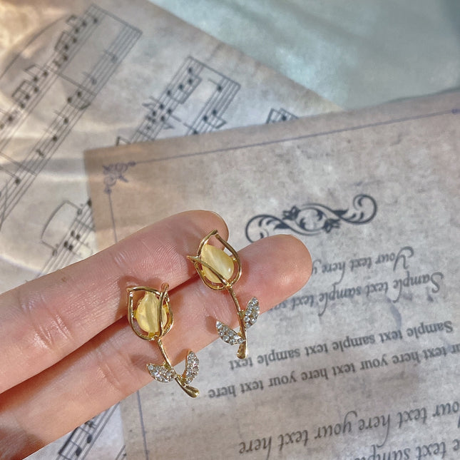 Opal Tulip Flower Earrings - FASHION SHEGOODS LLC