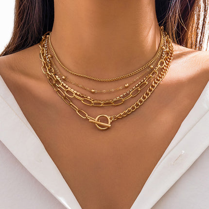 Thin Chain Layered Rhinestone Chain Bracelet Set