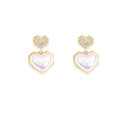 Heart Pearl Charm Drop Earring Earrings