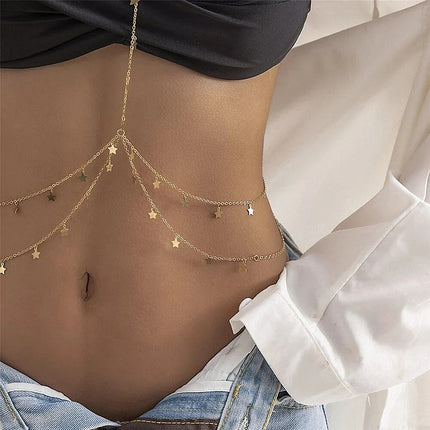 Sexy Multilayer Star Pendant Tassels Handmade Body Chain