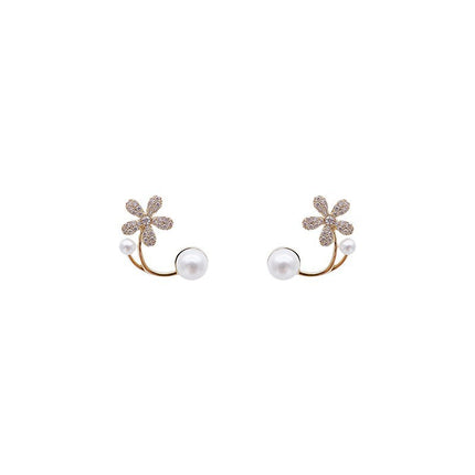 Imitation Pearl Flower Stud Earrings - FASHION SHEGOODS LLC