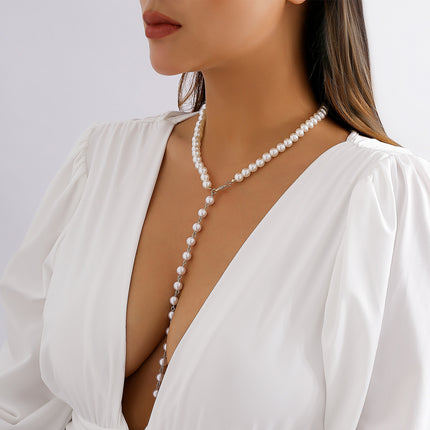 Bohemian Imitation Pearl Long Pendant Choker Necklace