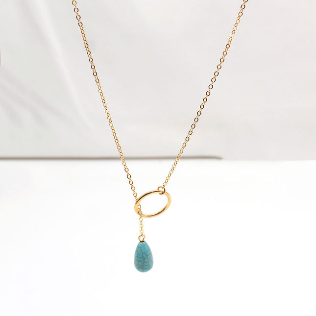 Turquoise Circle Ring Necklace