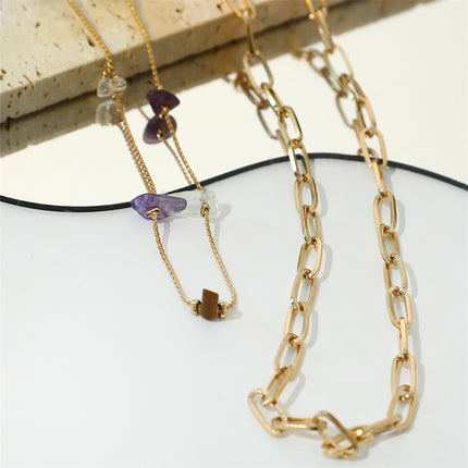 Layer Chain Necklace for Women Nature Stone - FASHION SHEGOODS LLC